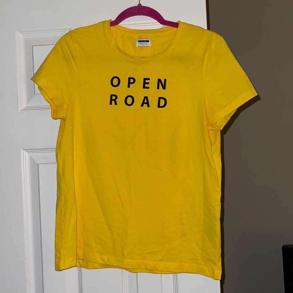 Yellow “Open Road” graphic tee